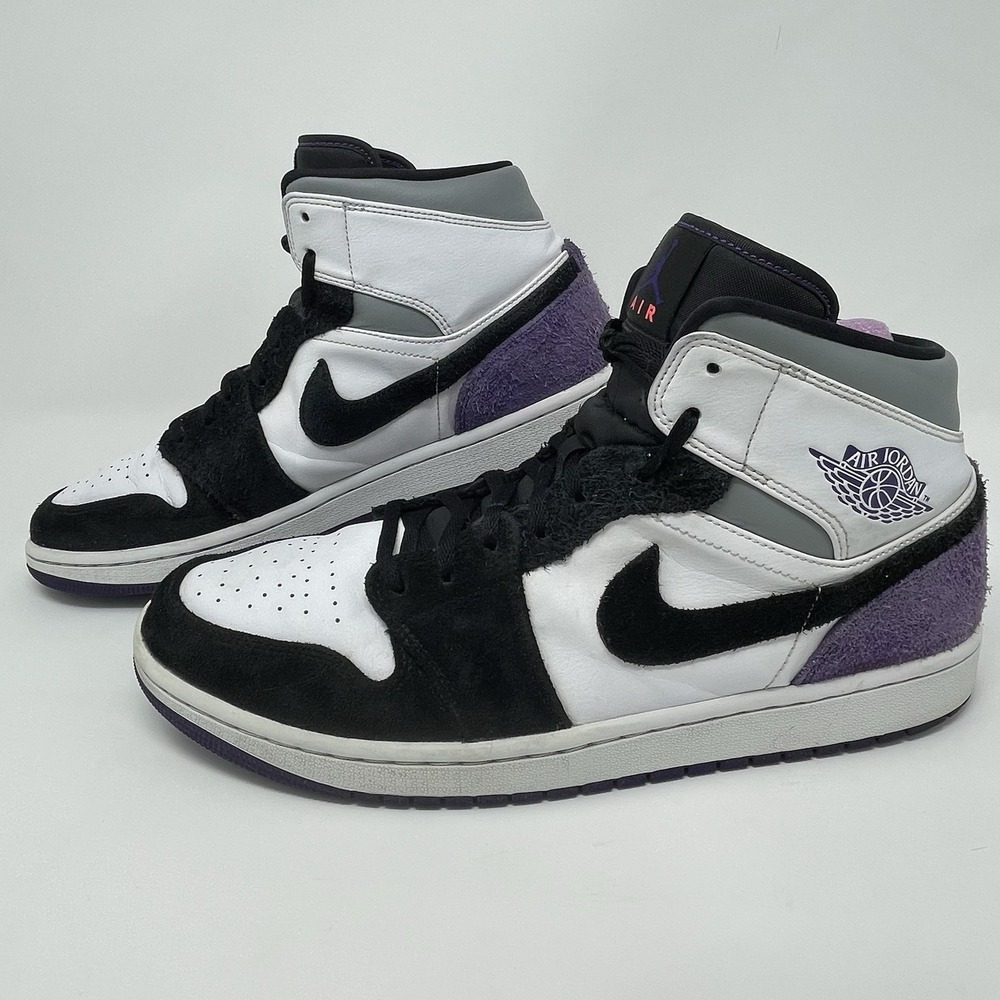 Nike Air Jordan 1 Mens Mid SE Purple White‎ Black 852542-105 Size 11.5 Sneaker